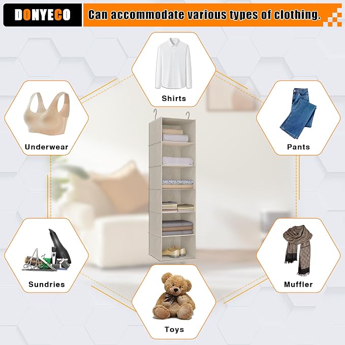 Hanging Closet Organizer 6-Tier, Oxford Wardrobe Storage, shoes & accessories; - Image 8