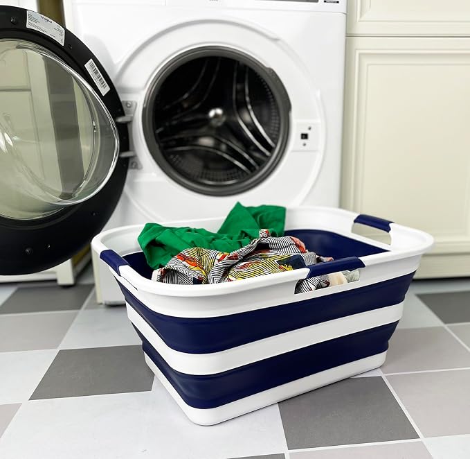 SAMMART 42 Collapsible Plastic Laundry Basket, Foldable Pop Up Storage - Image 2
