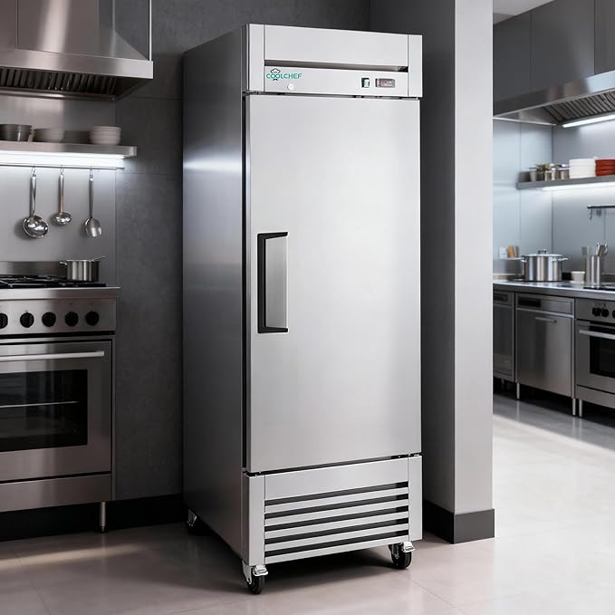27" Commercial Freezer, 23Cu.Ft Single-Door Stainless Steel Reach-In Freezer, -8~0℉, Air Cooling, 3 Shelves, R290, ETL