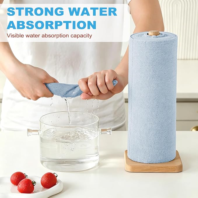 Puomue 55 Pack Microfiber Cleaning Cloth Roll, Tear Away Reusable Towels - Image 3