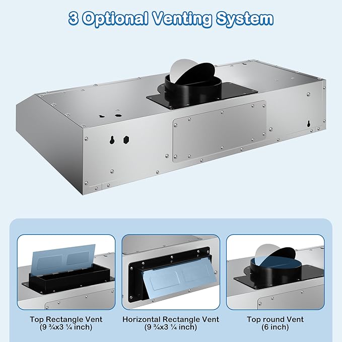36 inch Under Cabinet Range Hood 1200 CFM with 4-Speed Gesture Sensing & Touch Control, Stainless Steel Kitchen Stove Vent Hoods with 2 LED Lights, Time Setting, Dishwasher-Safe Baffle Filters