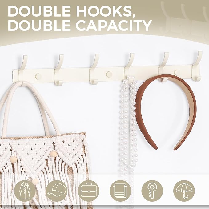 Coat Rack Wall Mount, 2 Pack White Coat Hooks Hanger Wall - Image 4