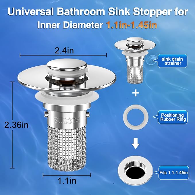 Bathroom Sink Drain Strainer, Pop-up Sink Drain Strainer - Image 6
