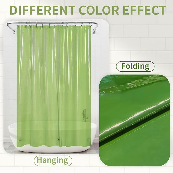 Barossa Design Clear Green Stall Shower Curtain Liner 36Wx72H - Image 2