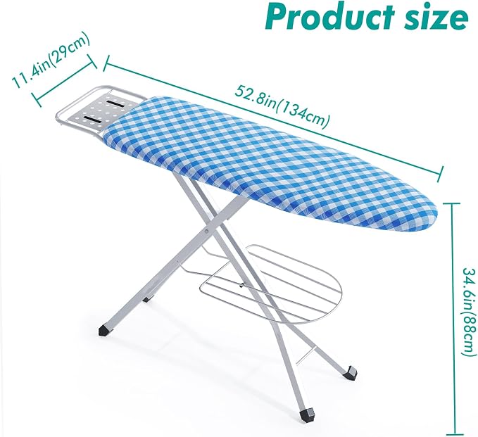 BKTD Full Size Ironing Board, Sturdy Frame, Heat Resistant Cover, Iron Rest - Image 4