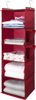 BOOMIBOO Hanging Closet Organize and Shelves, 5-Hanging Shelf（Red） | by BOOMIBOO