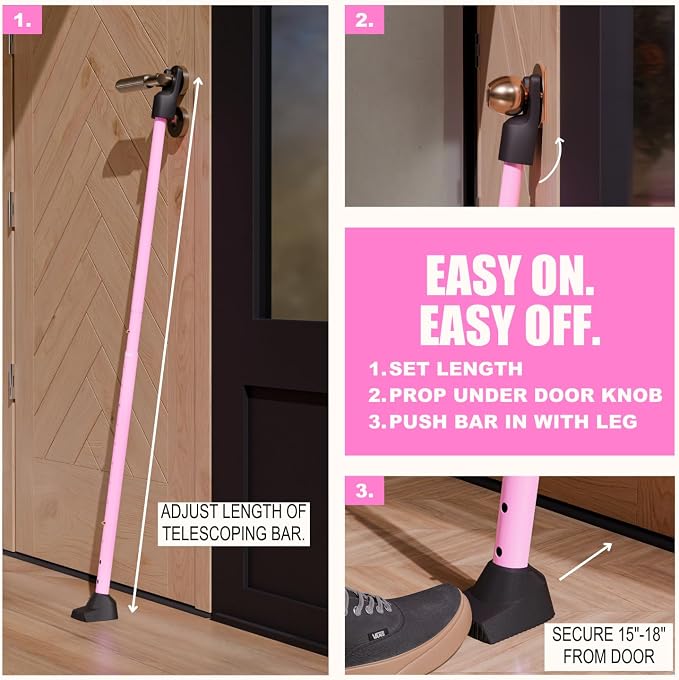 SECURITYMAN 3-in-1 Door Security Bar, Security Door Stoppers & Door Barricade – - Image 5