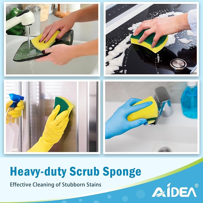 AIDEA Sponges Kitchen, 50-PK Heavy Duty Dish Sponge Kitchen, Scrub Sponges | - Image 7