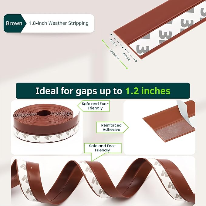 Weather Stripping Door Seal – 1.8in Brown Windproof Sealing Strip - Image 3