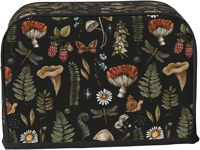 Vintage Witch Leaves Plant Mushroom 2 Slice Toaster Cover, Waterproof Toaster Dust Cover Bread Maker Protective For Small Kitchen Appliance Dining Room Home Table Decor Gifts