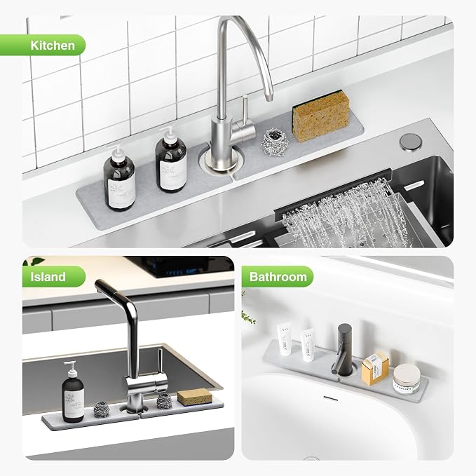 Premium Stone Faucet Mat for Kitchen Sink, Sink Splash Guard Tray for Prevents - Image 8