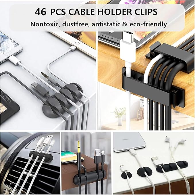 N NOROCME 192 PCS Cable Management Kit 4 Wire Organizer Sleeve | 11 Cable Holder - Image 2