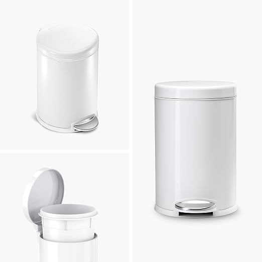 simplehuman Round Step Can, 4.5L / 1.2 Gallon Compact Bathroom Trash Can - Image 2