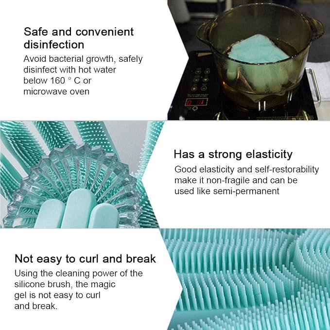 Silicone Dishwashing Gloves, Pet Grooming Rubber Scrubbing - Image 4