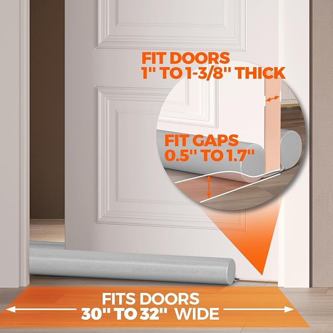 Holikme Door Draft Stopper Adjustable Door Sweeps, 32 Inch Dark Gray | Draft - Image 5