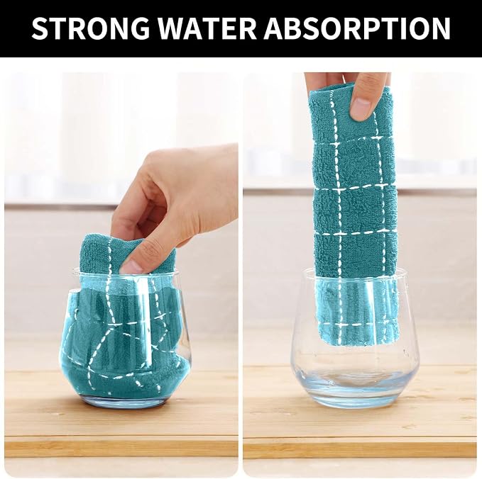Homaxy Kitchen Towels and Dishcloths Set, Lake Blue - Image 3