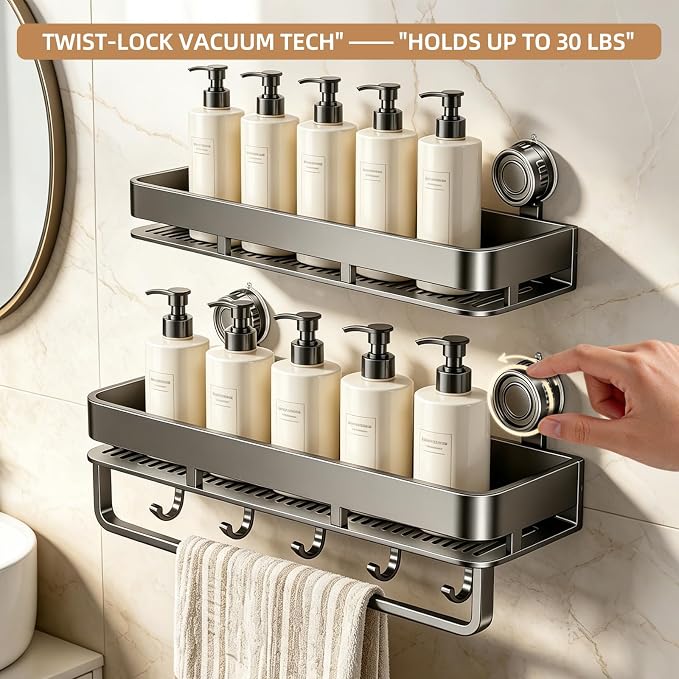 Suction Cup Shower Caddy, No Drilling, Rectangular - Image 4