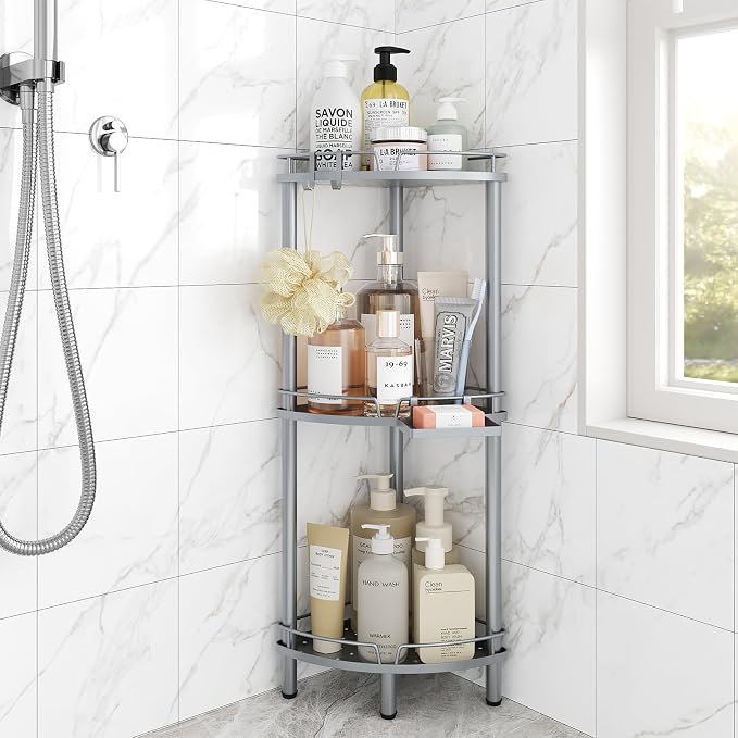 ELYKEN Corner Shower Caddy Standing, 3 Tier Metal Shower Organizer by ELYKEN