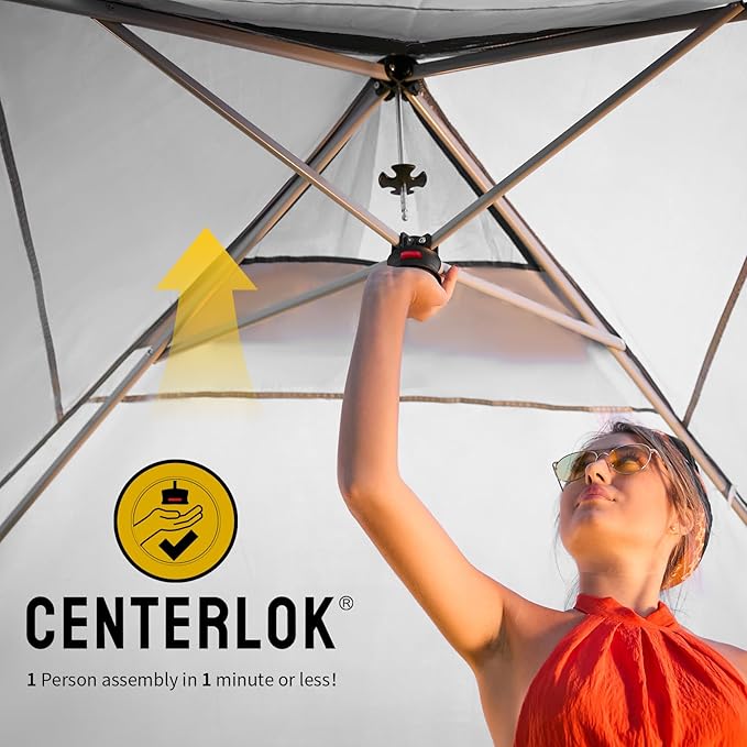 CROWN SHADES 10x10 Pop Up Canopy with 1 Side Wall - Beach Tent with One Push Setup - Outdoor Sun Shade for Events, Parties, Camping - Gazebo with STO-N-Go Cover Bag (Orange)
