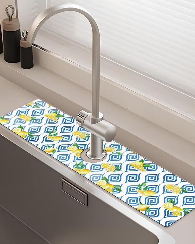 Patterned Sink Faucet Mat Kitchen Splash Guard Super Absorbent Drying Mat by BnhjsdwTablecloth