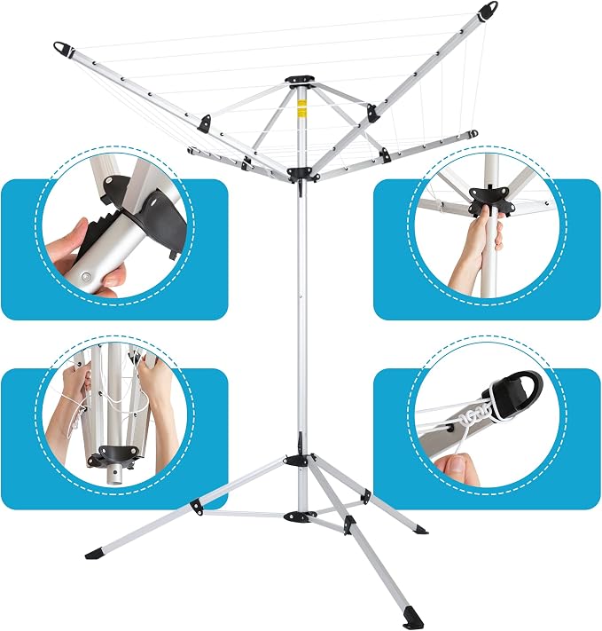 JS HANGER Drying Natural Clothes Airer Outdoor Portable 4-arm Aluminum Drying - Image 5