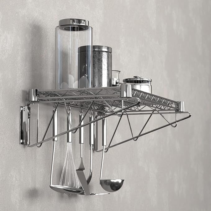 14" x 24" Chrome Wire Wall Mount Shelf