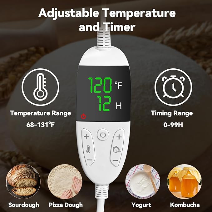 Folding Bread Proofing Box with Digital Temp Controller & 99H Timer and Metal Rack Multi-tier Insulated Collapsible Proofers for Sourdough, Pizza, Bread Baking, Yogurt, Kombucha