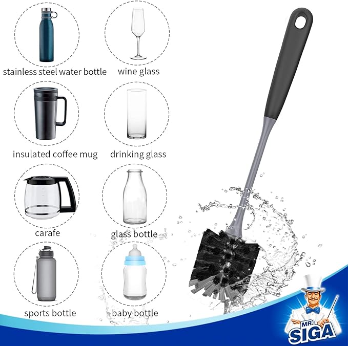 MR.SIGA Long Handle Bottle Brush, Non-Scratch Water Bottle Brush Cleaner | 2 - Image 4
