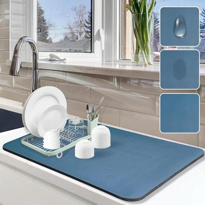 Dish Drying Mat for Kitchen Counter, Non-slip Drying Mat for Coffee Machine by Etomiel