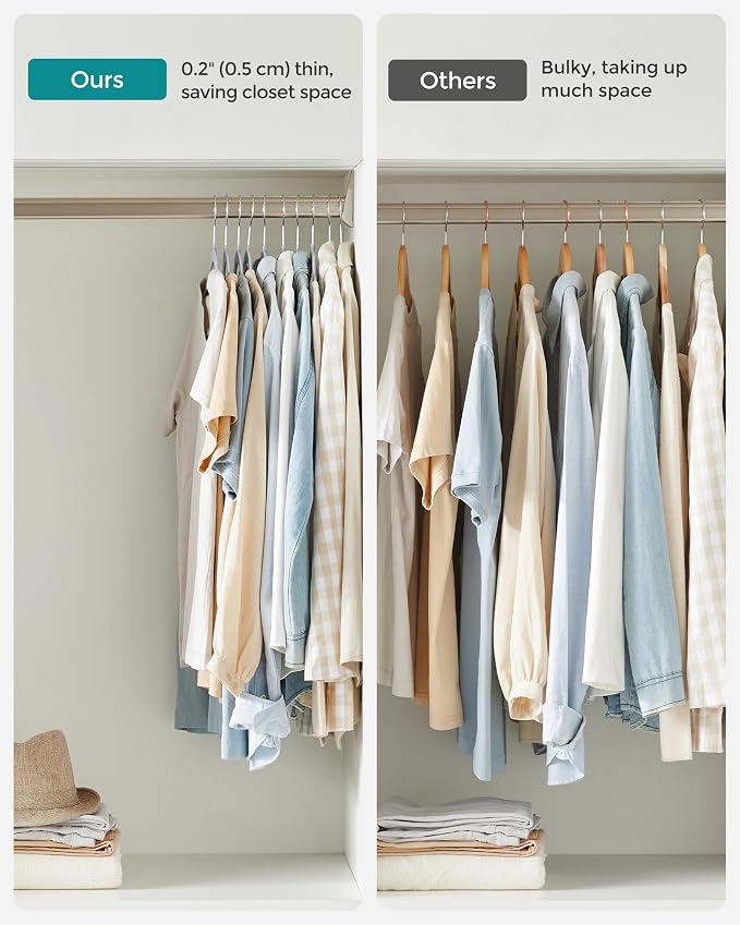SONGMICS Plastic Clothes Hangers, Space-Saving | 0.2 Inches Thick, 17.7 Inches - Image 7