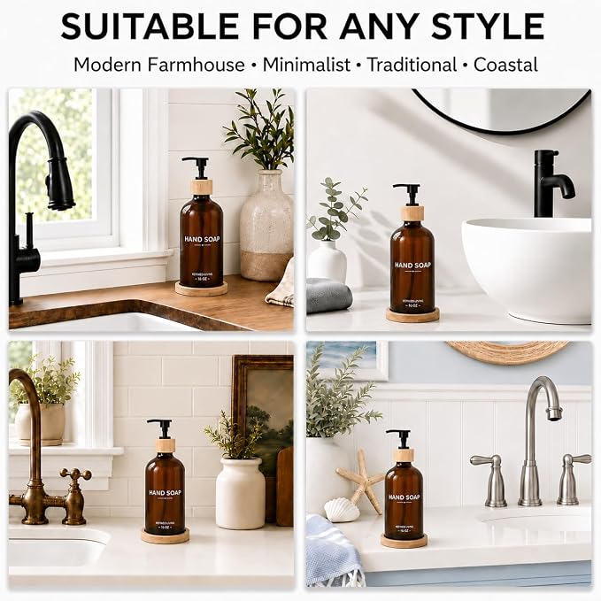 Dish Soap Dispenser, 16OZ Glass Kitchen Soap Dispenser - Image 3