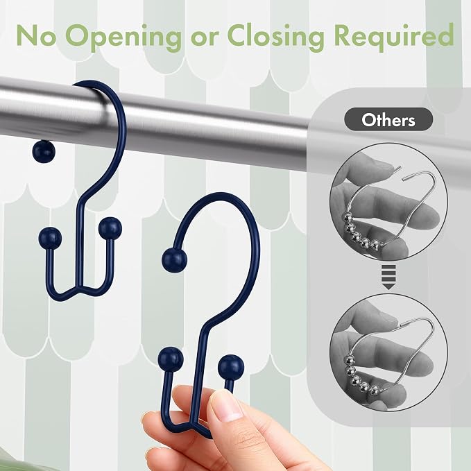 Amazer Navy Blue Shower Curtain Hooks, Rust-Resistant Metal Shower Hooks Shower - Image 5