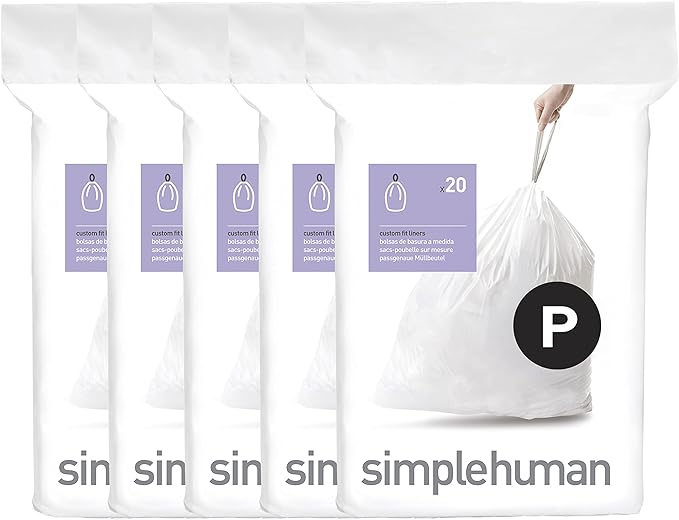 simplehuman Code P 100 Count Custom Fit Liners, Drawstring Kitchen Trash Bags by Unknown