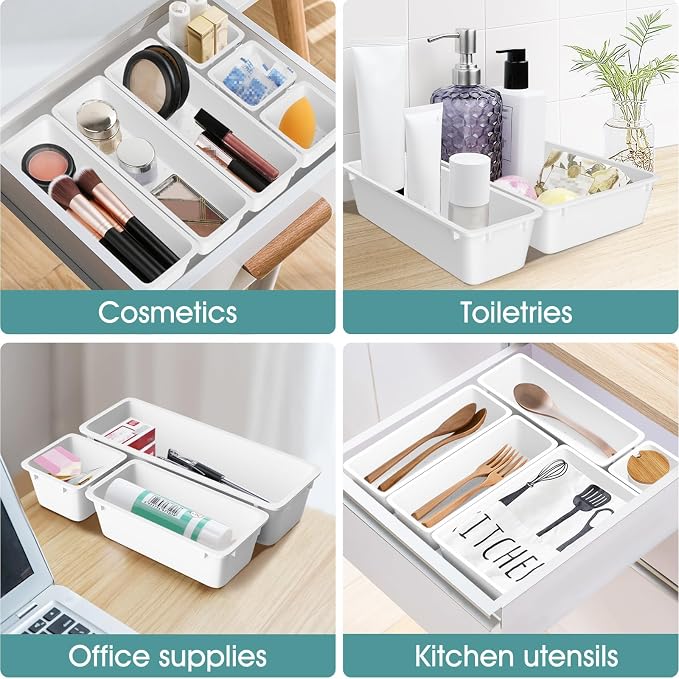 25 PCS Plastic Drawer Organizer Set, Makeup Organizers and Storage Bins | 4 - Image 4