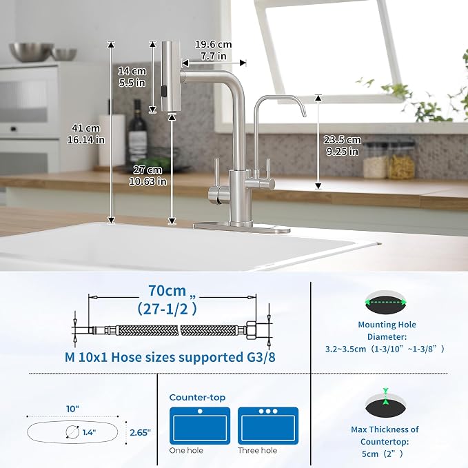 Kitchen Faucets with Water Filter and Pull Down Sprayer, Waterfall Kitchen Sink - Image 8