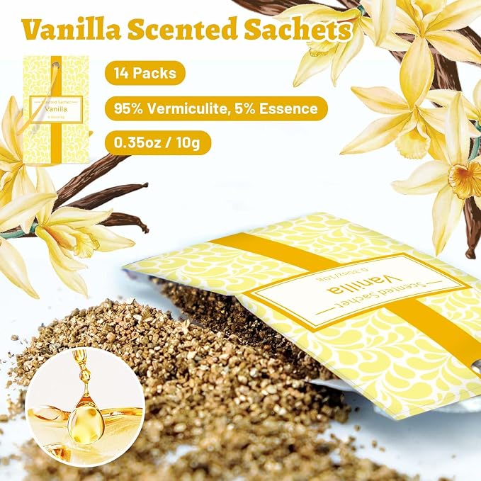 STRN Scented Sachets for Drawer and Closet, Vanilla Scent 14-Pack for Home - Image 3