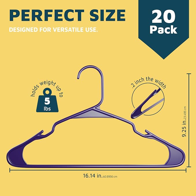Lifemaster Plastic Clothes Hangers – Heavy Duty Hanger Set, - Image 2