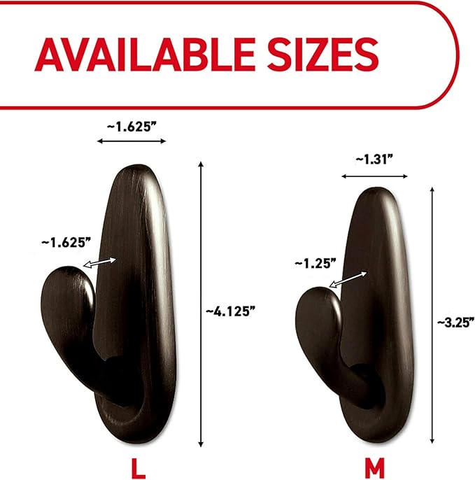Command 5 lb Large Brushed Nickel Metal Hooks, 2 Coat Hooks and 4 Strips - Image 3