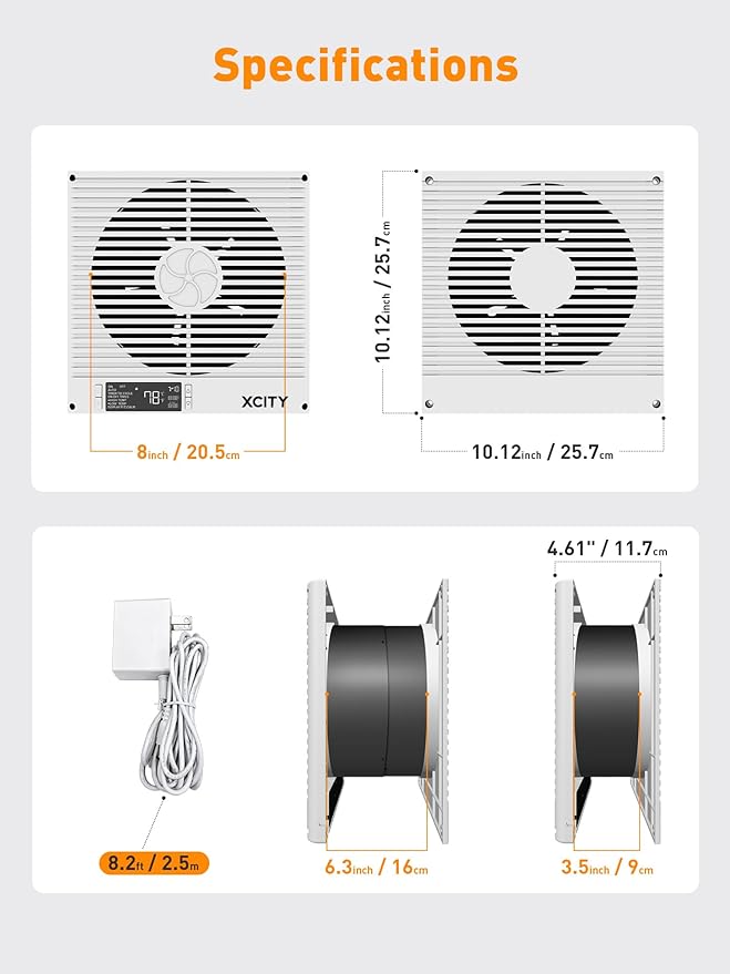 Xcity 8-Inch Room to Room Fan, Through-the-Wall Air Transfer Fan with Remote, 10-Speed Temperature Control, Quiet Reversible Airflow Ventilation for Bedroom, Kitchen & Laundry