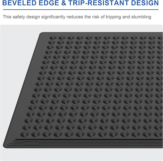 OrangeStar Anti-Fatigue Mat 24"x36" with Textured Nubs, Beveled Edge Kitchen Mat for Commercial Use, Non-Slip Rubber Flooring for Standing Desk, Restaurant, Bar, Black