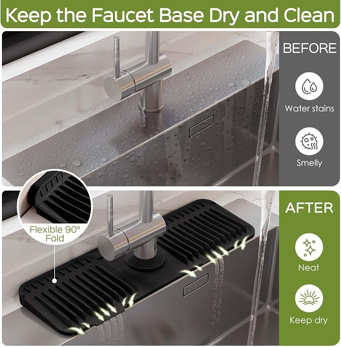 18 Inch Silicone Faucet Mat for Kitchen Sink Splash Guard – 2025 Upgraded - Image 3
