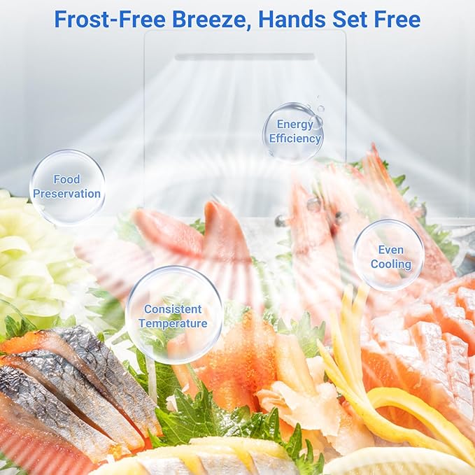 Smad Stand Up Freezer, Frost Free Upright Freezer 21 Cu.Ft., Convertible Freezer/Refrigerator with Drawers and LED Light for Garage, Home,Office, Stainless Steel, Right Open Door