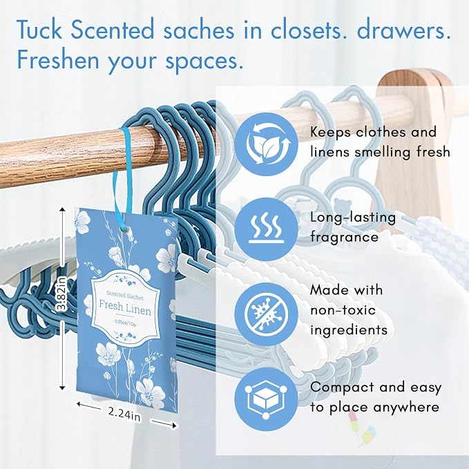 SCENTORINI Scented Sachets for Drawer and Closet, Fresh Linen Scent 14 Pack - Image 2