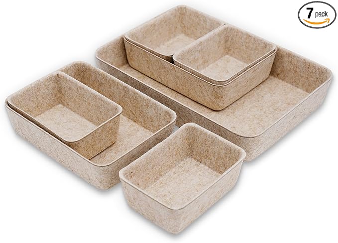 Office Drawer organizers felt storage bins Shallow Small Desk trays Draw by Welaxy