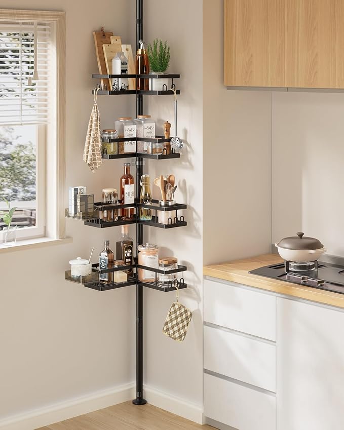 YASONIC Corner Shower Caddy Tension Pole, 25.7-109.1in Adjustable Shower Shelves - Image 8