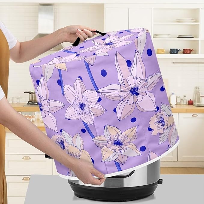 Purple Floral Dust Cover Instant Pot Heavy Duty Waterproof Dust Pressure Cooker Cover Case for Instant Pot Pressure Cooker Instant Pot Appliance Covers Pressure Cooker Size S