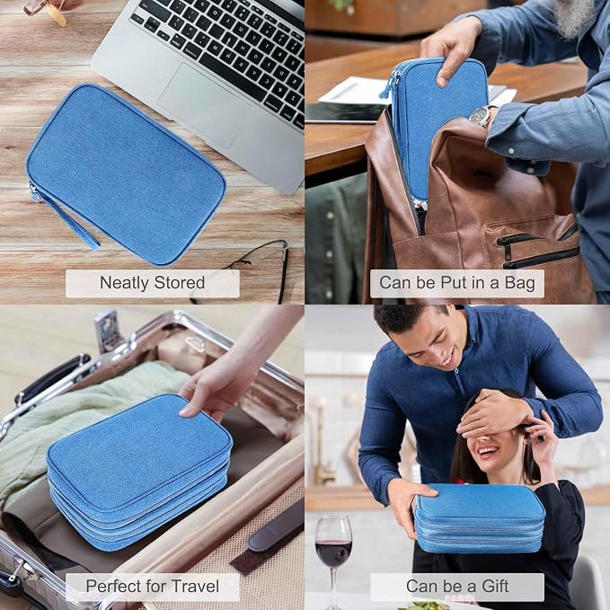 FYY Electronic Organizer, Travel Tech Pouch Bag, Cyan | Wrist Strap, Waterproof - Image 7