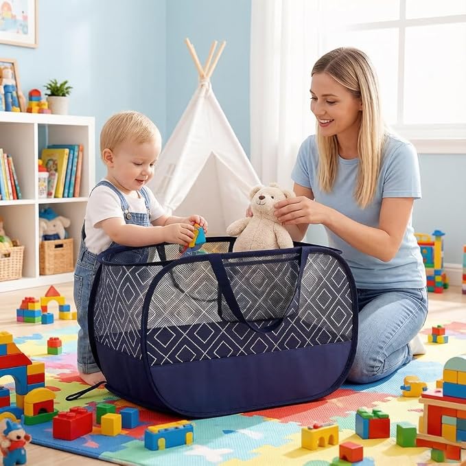 100L Extra Large Mesh Pop Up Laundry Hamper 2 Pack - Image 2