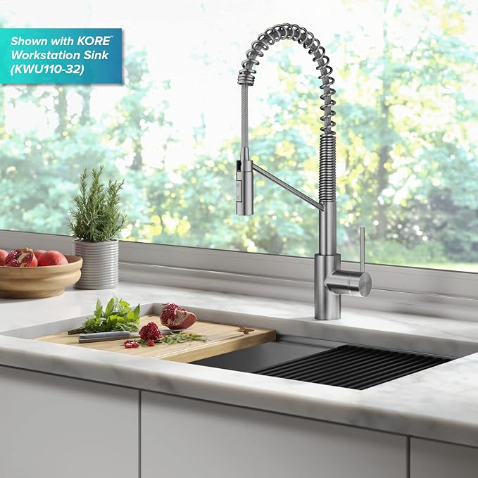 KRAUS Stainless Steel 21 in Touchless Pull Down Faucet KSF-2631SFS | QuickDock - Image 3