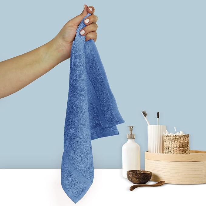 Chakir Turkish Linens 100% Cotton 6-Pack Washcloths 13x13, Wedgewood | Premium - Image 2